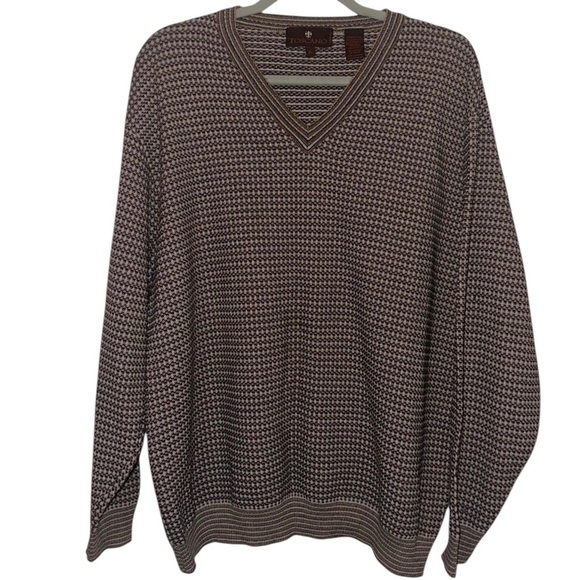 Vintage Toscano Men’s Cotton Tweed Made in Italy V-Neck Pullover Sweater Size XL - Picture 2 of 7